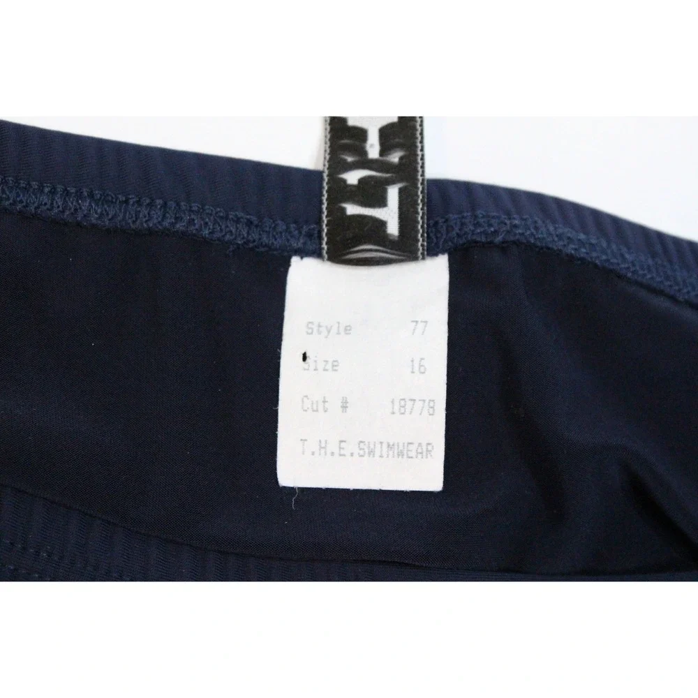 T.H.E. Swimwear Navy Blue High Waist Swim Shorts with Liner Womens 16 USA Made